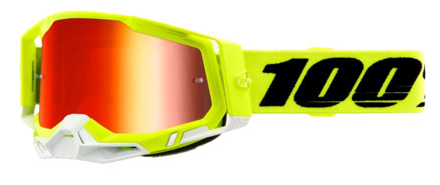 100% Racecraft 2 Goggles Mirror Lens  Fluorescent Yellow
