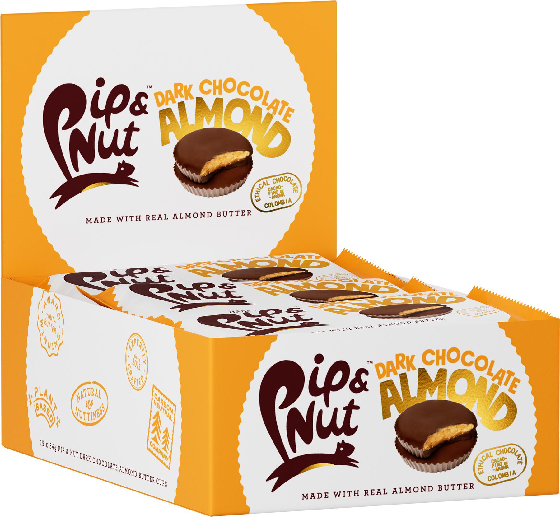 PipandNut Dark Choc Almond Butter Cups (15 X 34g)