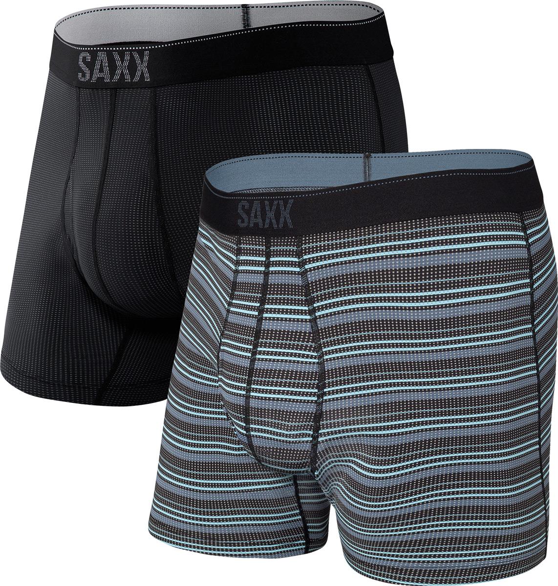 Saxx Quest Quick Dry Mesh Boxer Brief 2 Pack  Sunrise Stripe/black Ii