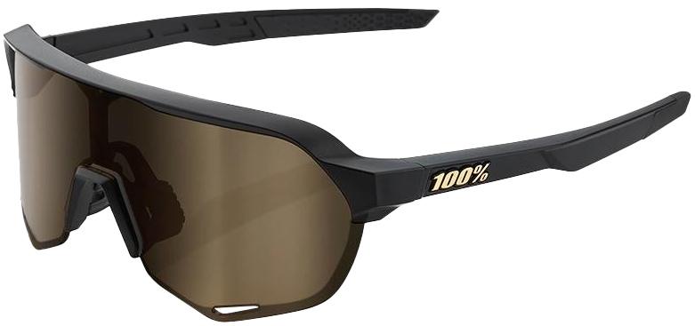 100% S2 Matte Black Gold Mirror Sunglasses  Black/gold
