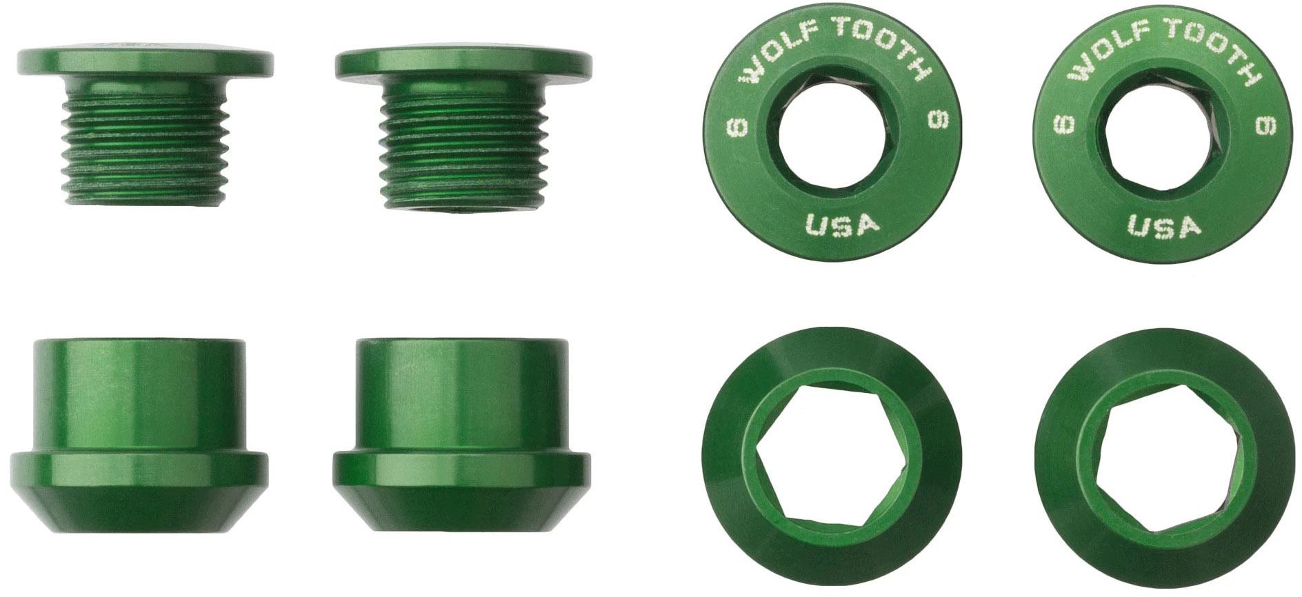 Wolf Tooth 1x Chainring Bolts And Nuts (pack Of 4)  Green