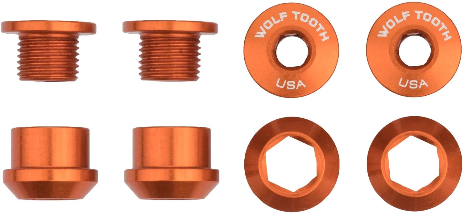 Wolf Tooth 1x Chainring Bolts And Nuts (pack Of 4)  Orange