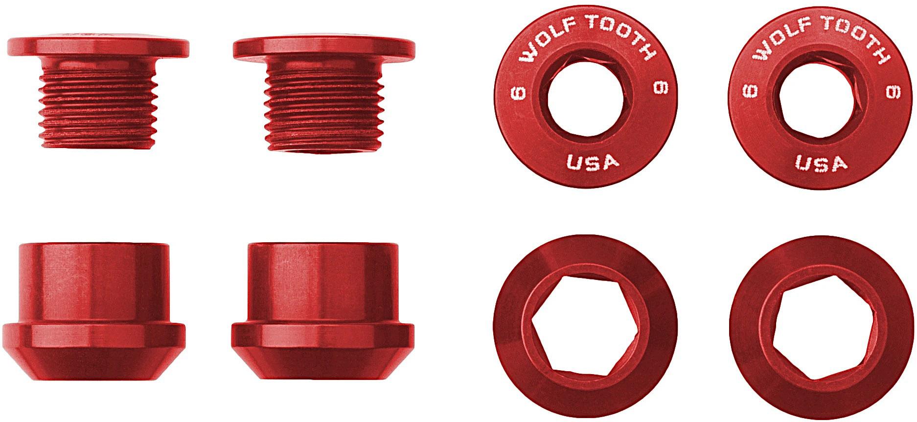 Wolf Tooth 1x Chainring Bolts And Nuts (pack Of 4)  Red