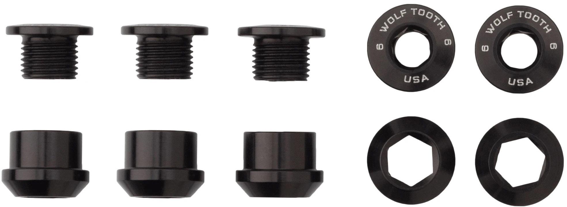 Wolf Tooth 1x Chainring Bolts And Nuts (pack Of 5)  Black