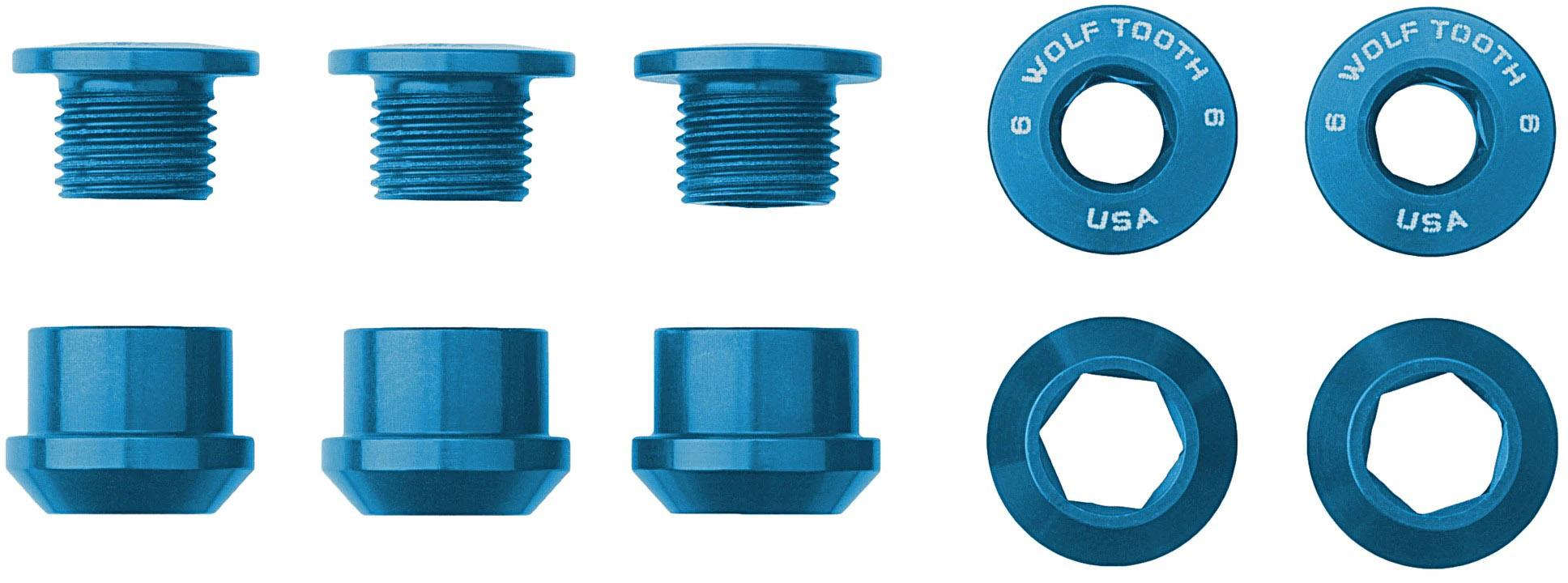 Wolf Tooth 1x Chainring Bolts And Nuts (pack Of 5)  Blue