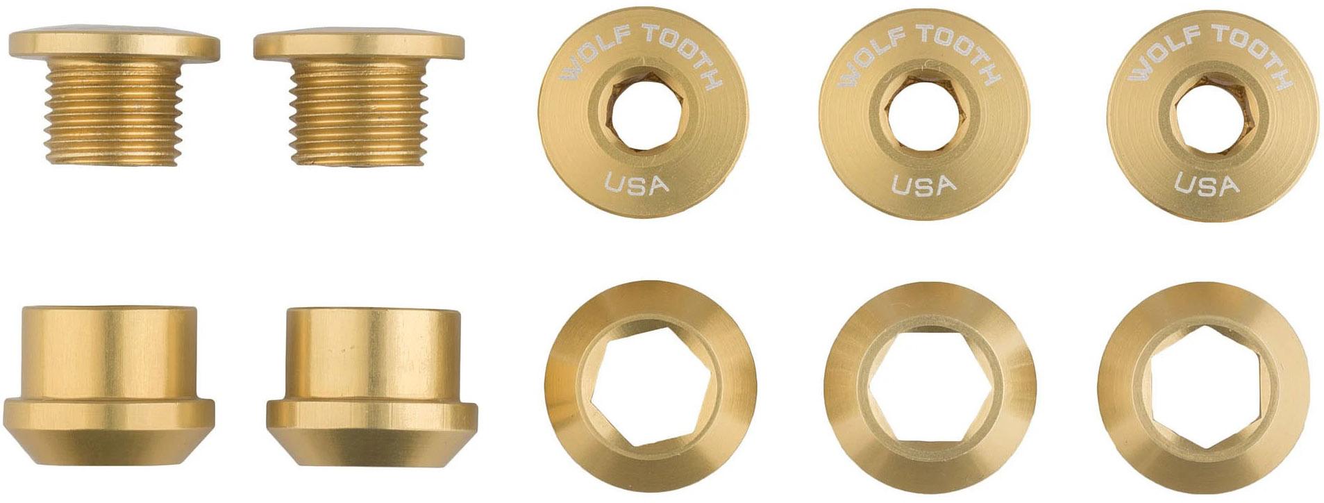 Wolf Tooth 1x Chainring Bolts And Nuts (pack Of 5)  Gold