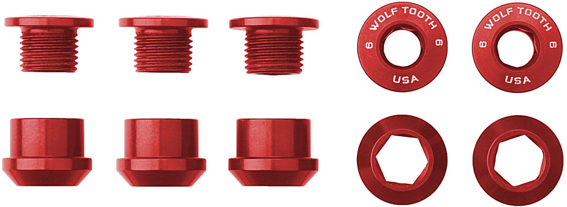 Wolf Tooth 1x Chainring Bolts And Nuts (pack Of 5)  Red