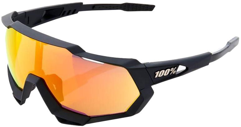 100% Speedtrap Black Soft Tact Sunglasses 2022  Black/mirror