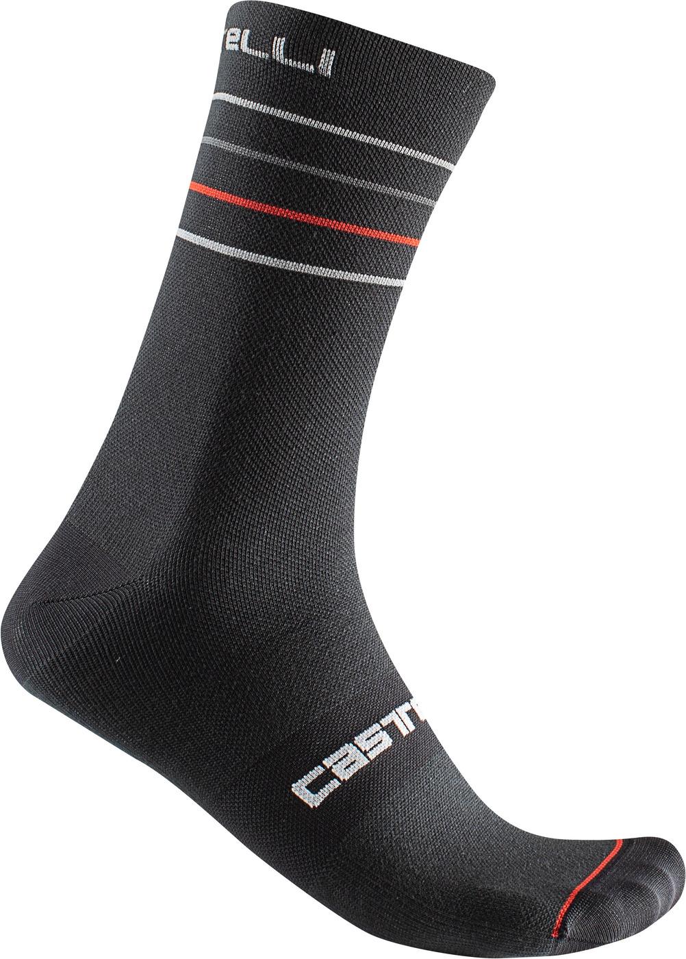 Castelli Endurance 15 Sock  Black/silver Grey/red