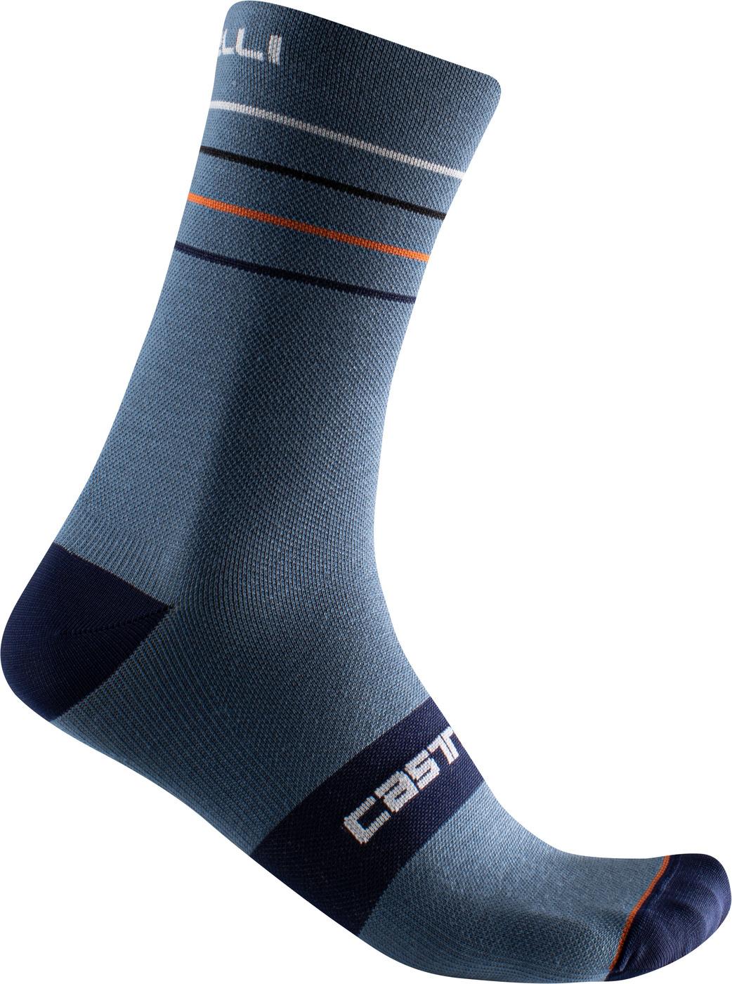 Castelli Endurance 15 Sock  Light Steel Blue/pop Orange/white