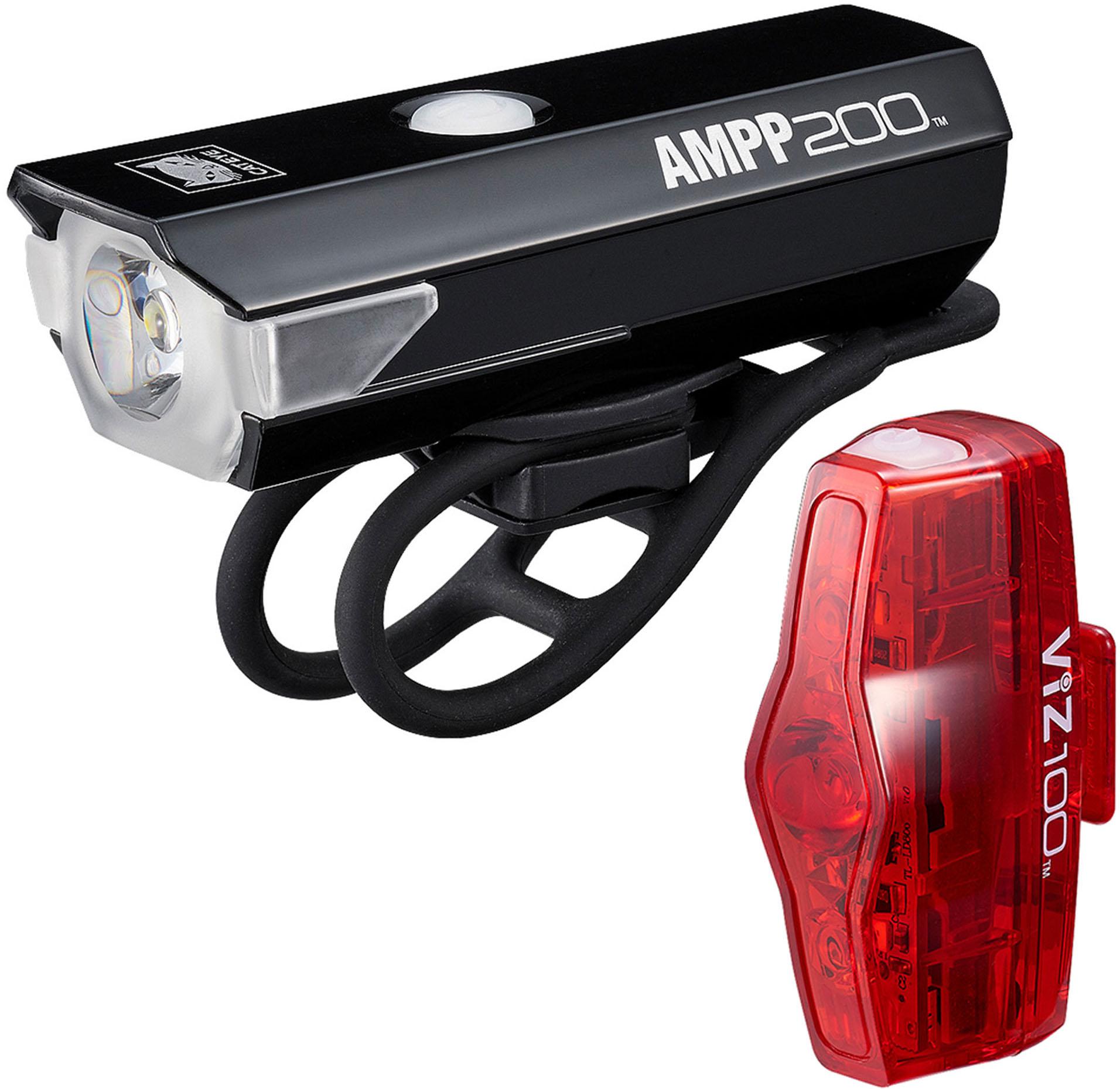 Cateye Ampp 200 And Viz 100 Light Set  Black/red