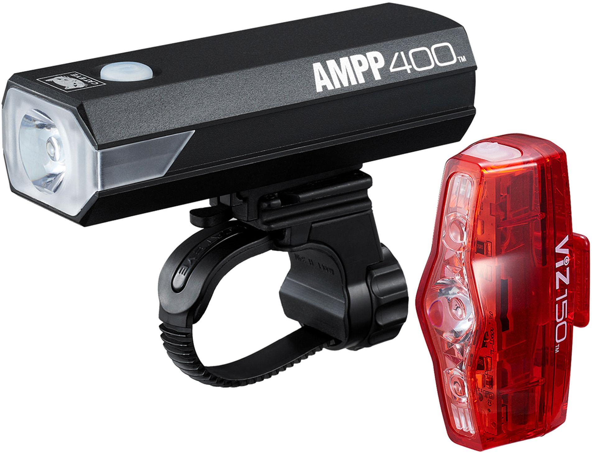 Cateye Ampp 400 And Viz 150 Light Set  Black/red