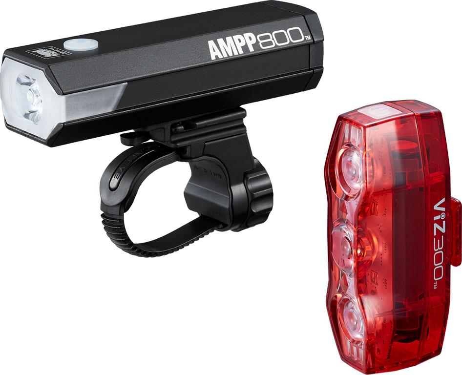 Cateye Ampp 800 And Viz 300 Light Set  Black/red