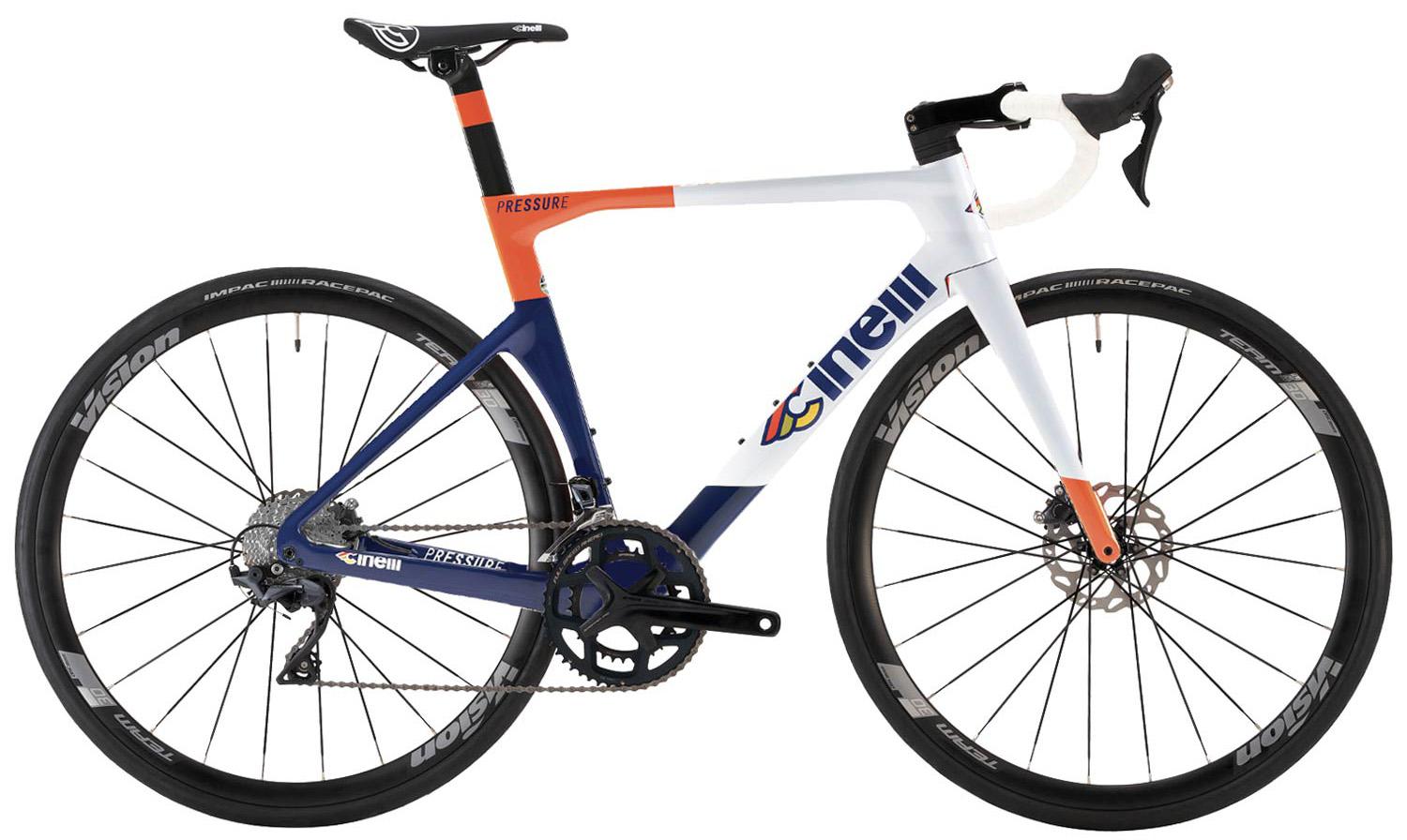 Cinelli Pressure Disc Ultegra Road Bike 2023  White/blue/orange