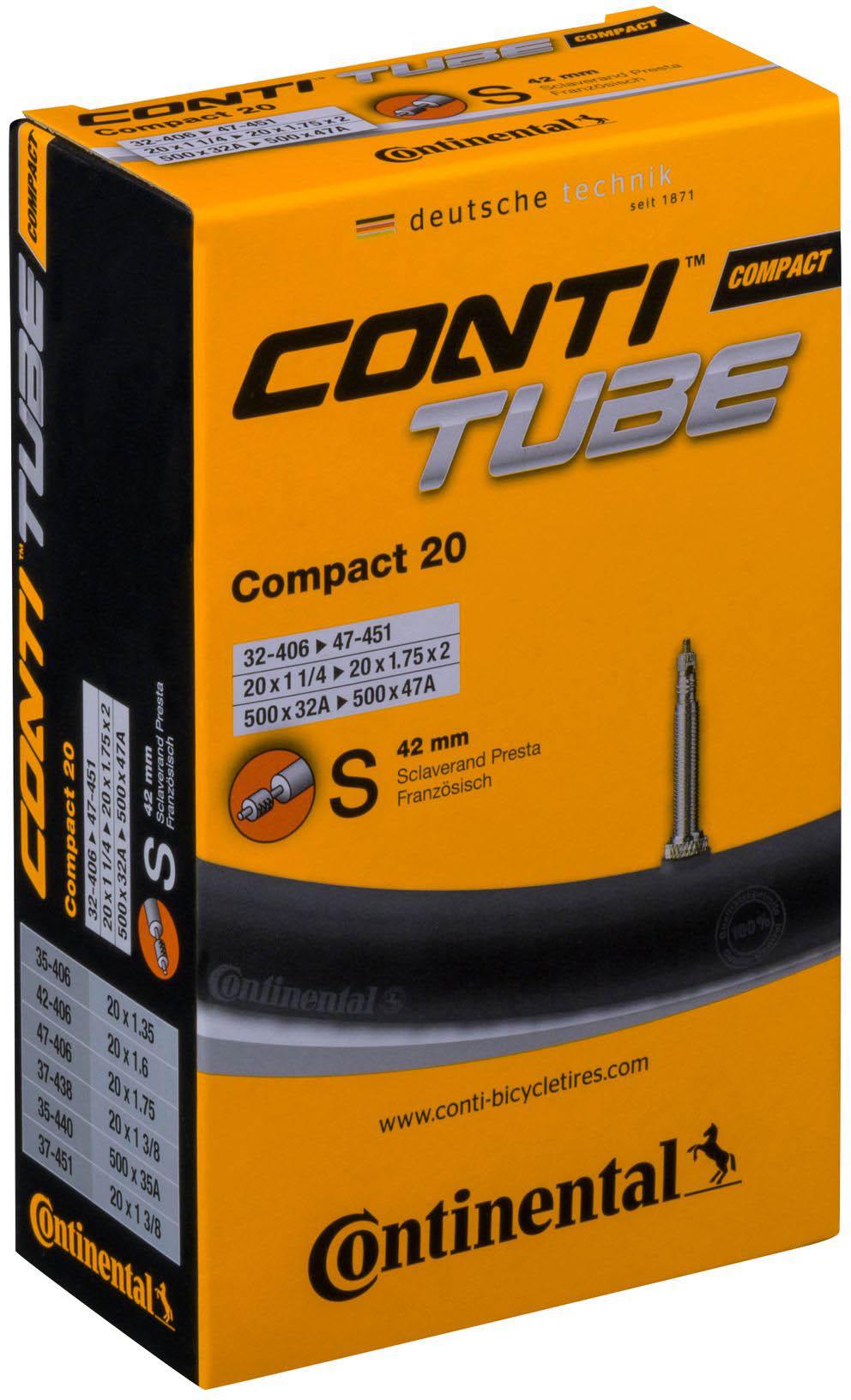 Continental Quality Compact Inner Tube:black:24mm:schrader 40m  Black