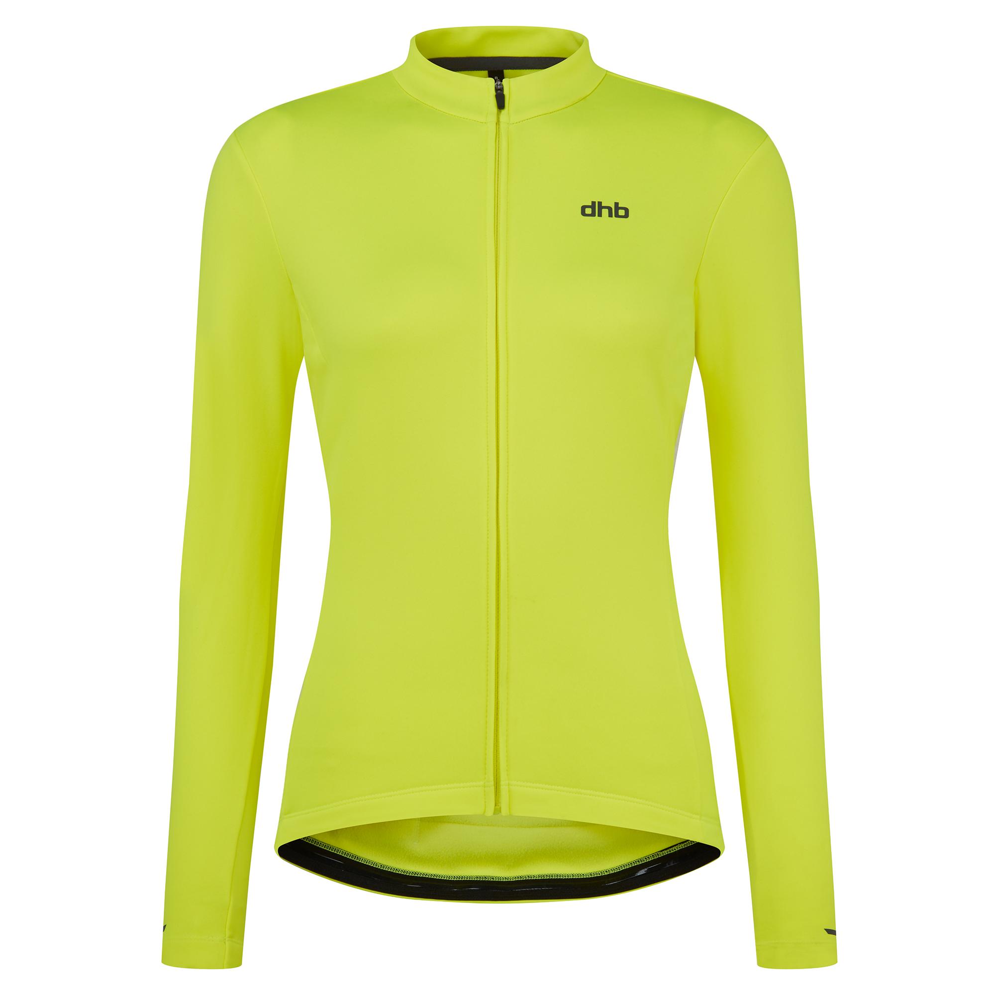 Dhb Womens Long Sleeve Thermal Cycling Jersey  Yellow Fluorescent