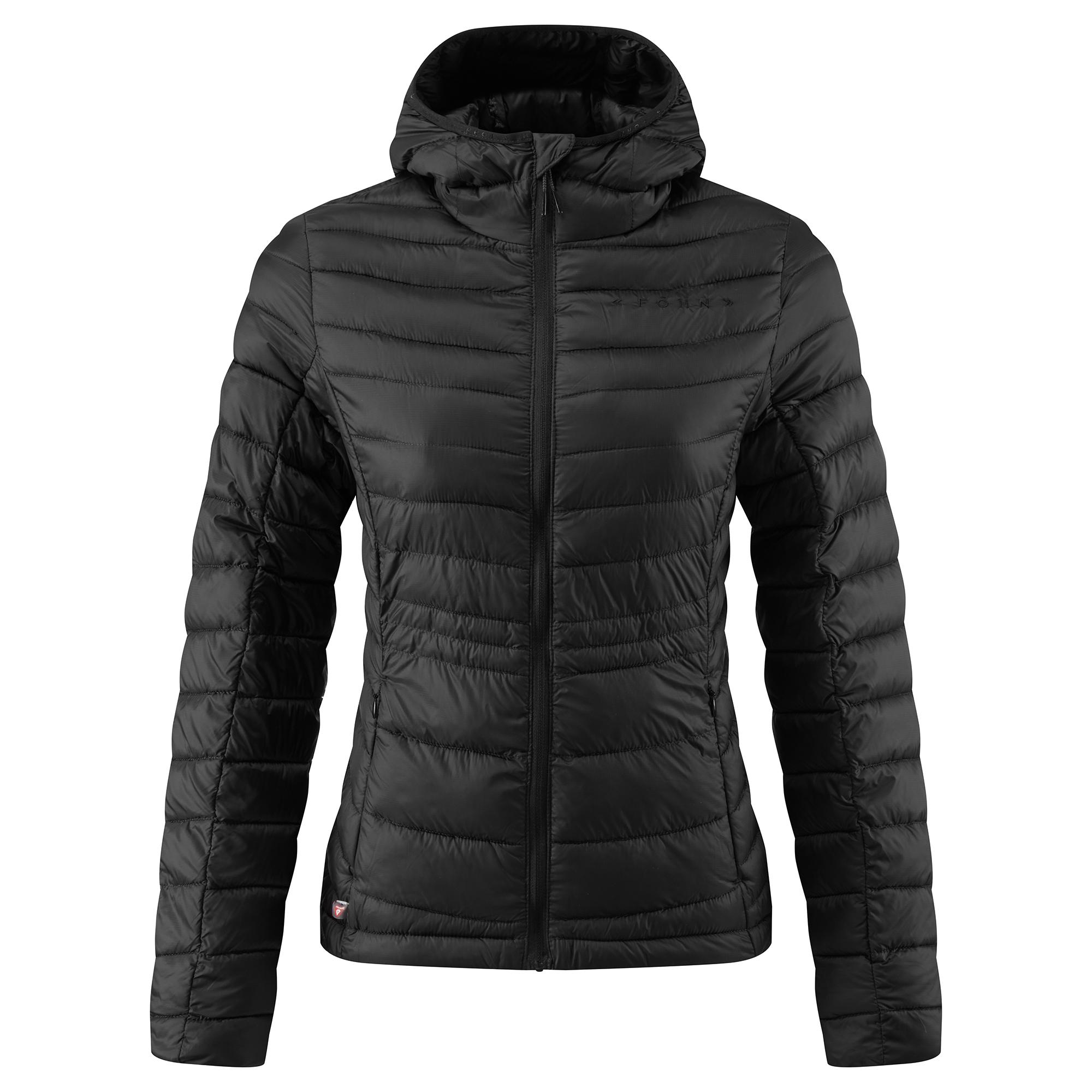 Fhn Womens Micro Synthetic Down Hooded Jacket  Black