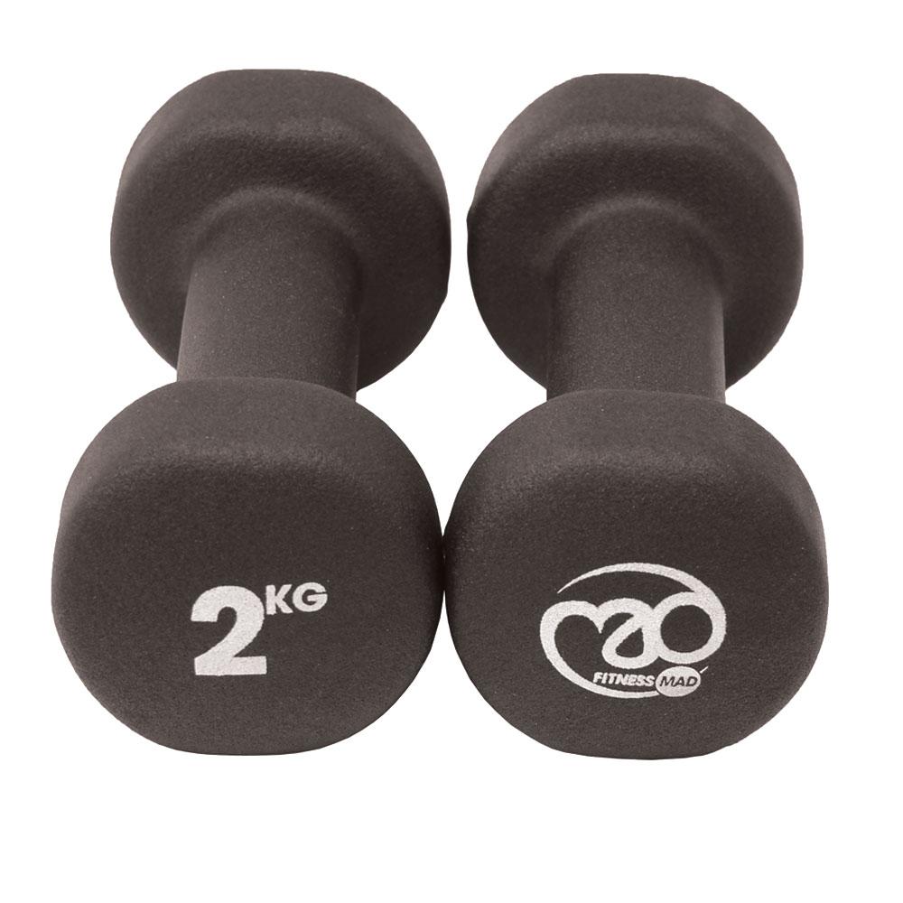 Fitness-mad Black Neoprene Dumbells (pair 2kg)  Black