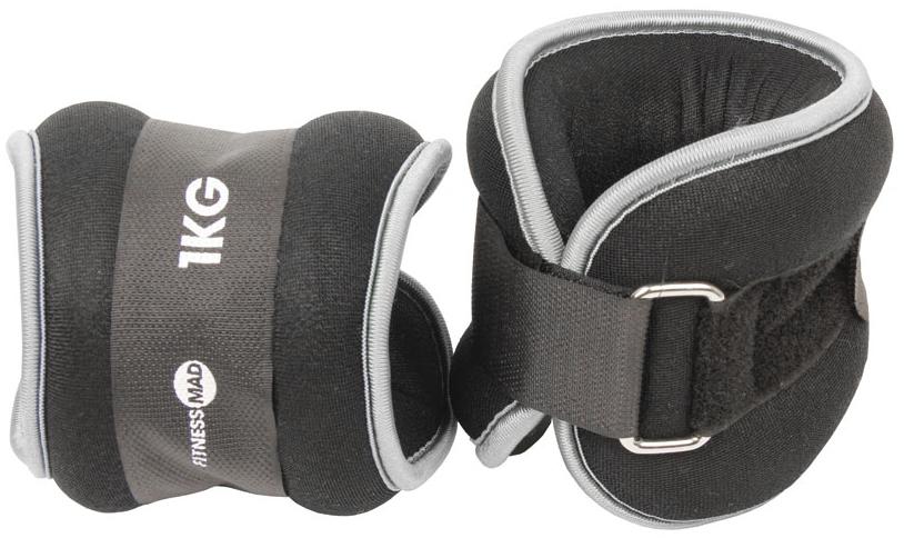 Fitness-mad Neoprene Wrist-ankle Weights (2 X 1kg)  Black