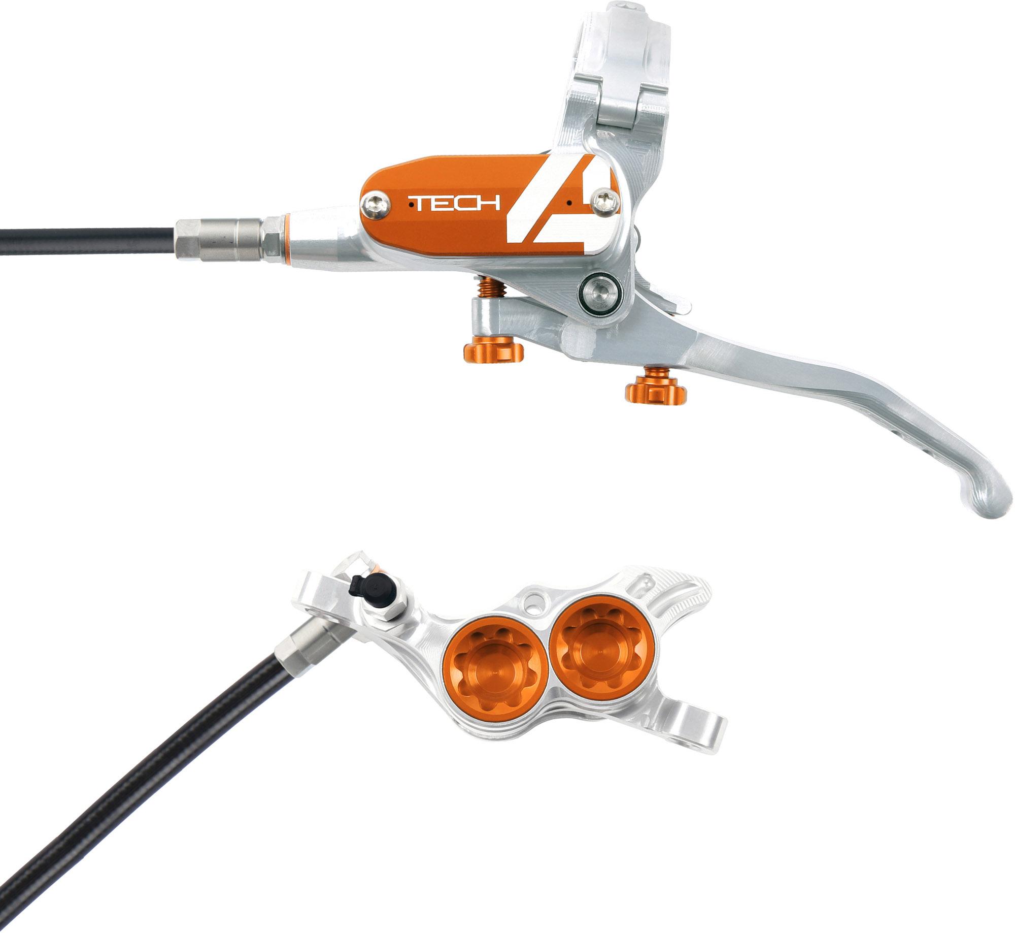 Hope Tech 4 E4 Brake - No Rotor  Silver - Orange
