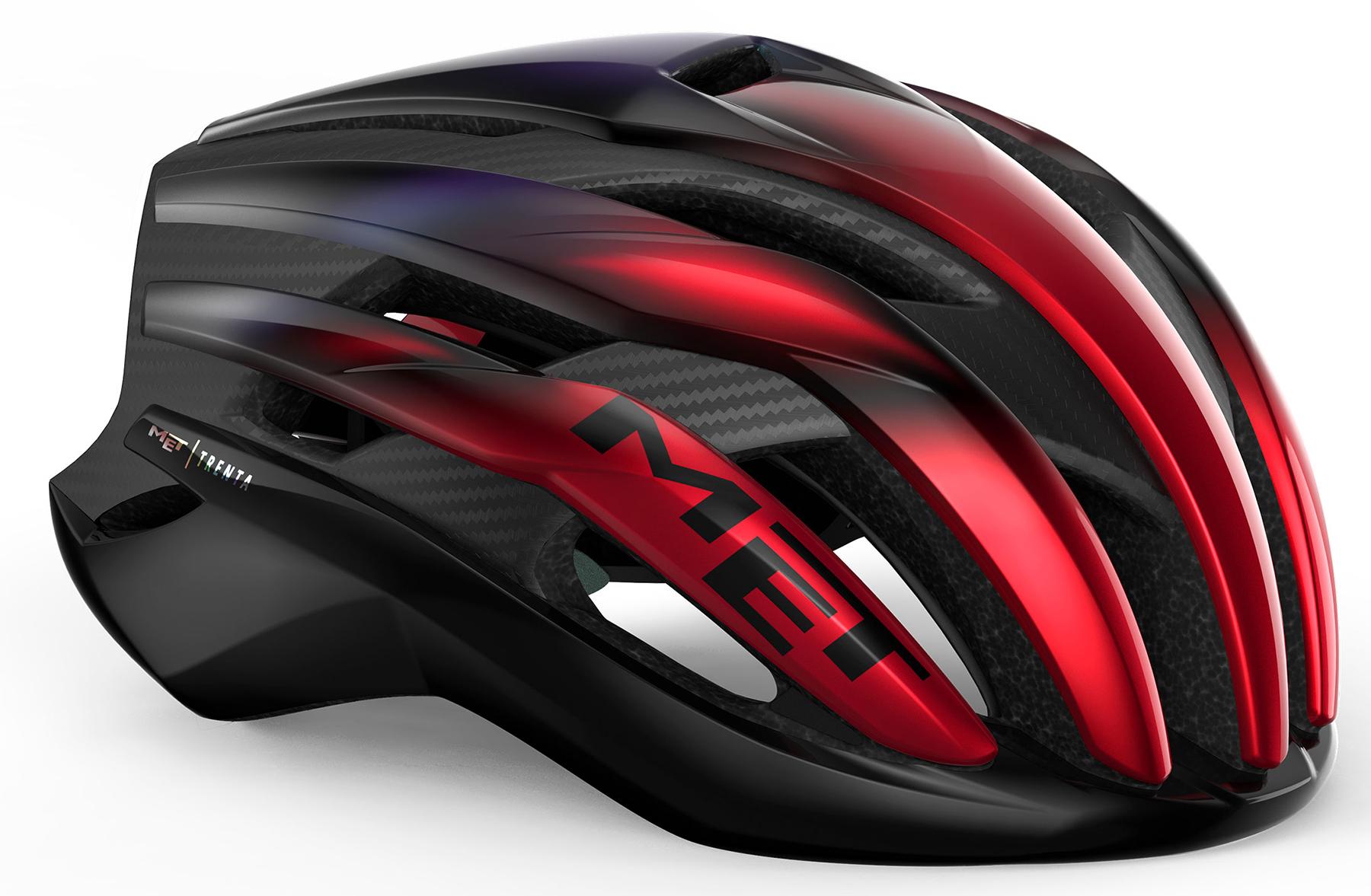 Met Trenta Carbon Road Helmet (mips)  Red Iridescent Glossy