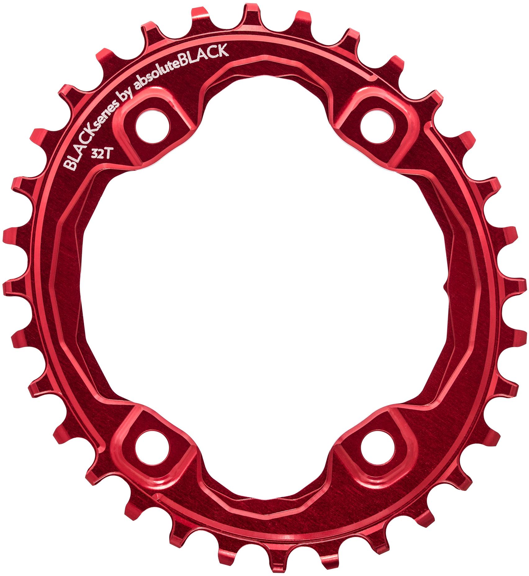 Black By Absoluteblack Narrow Wide Oval Xt M8000 Chainring  Red