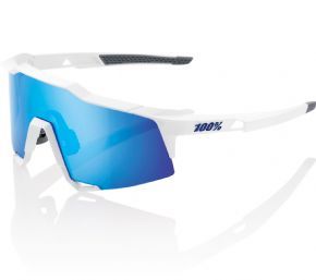 100% Speedcraft Sunglasses Matt White/hiper Blue Mirror Lens