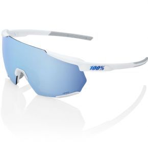 100% Racetrap 3.0 Sunglasses Matte White/hiper Blue Mirror Lens