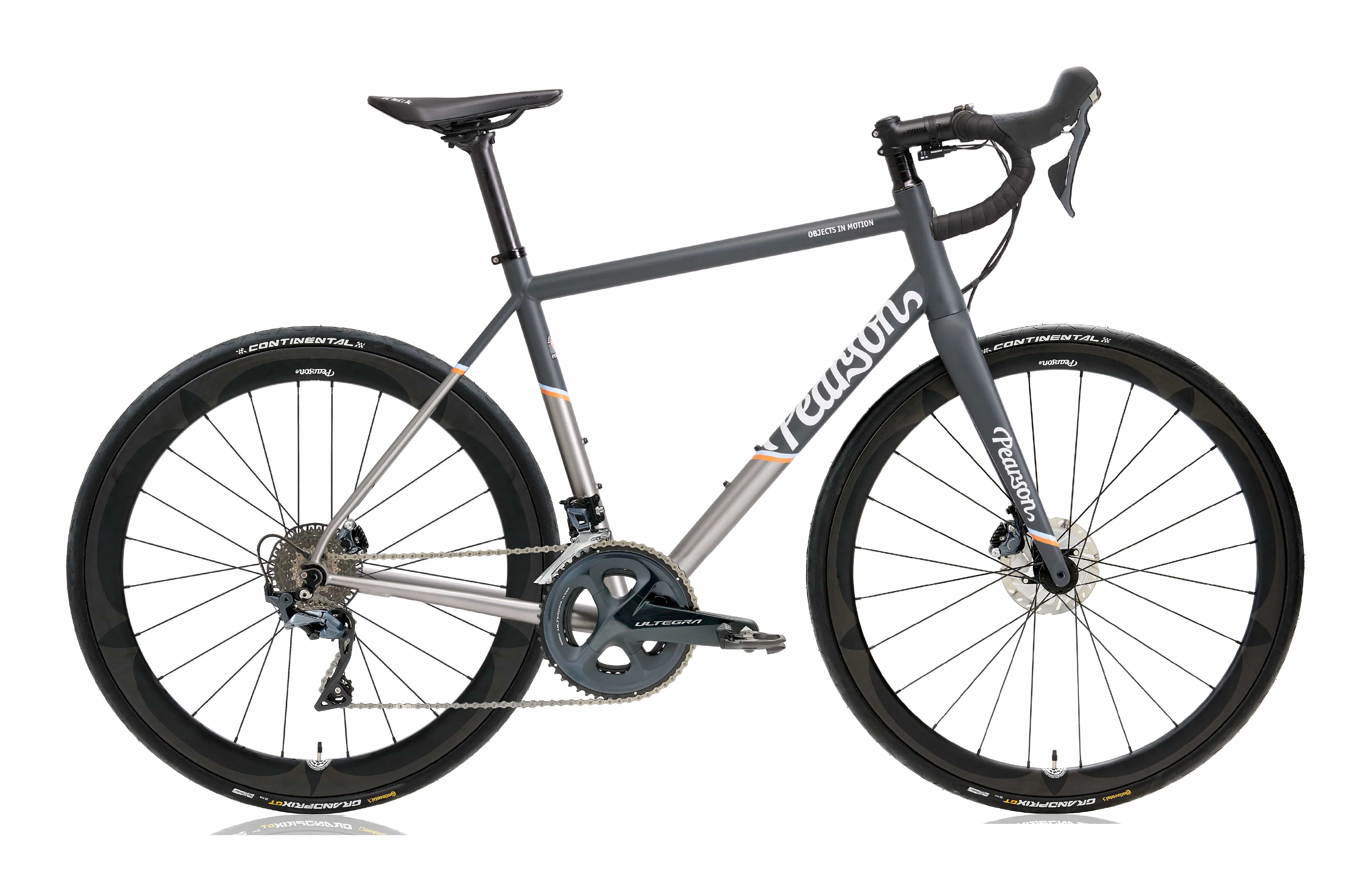 Pcs  Objects In Motion - Titanium Road Bike  Large / Grey / Shimano Ultegra Mechanical - Hoopdriver Cut And Thrust Carbon Wheels
