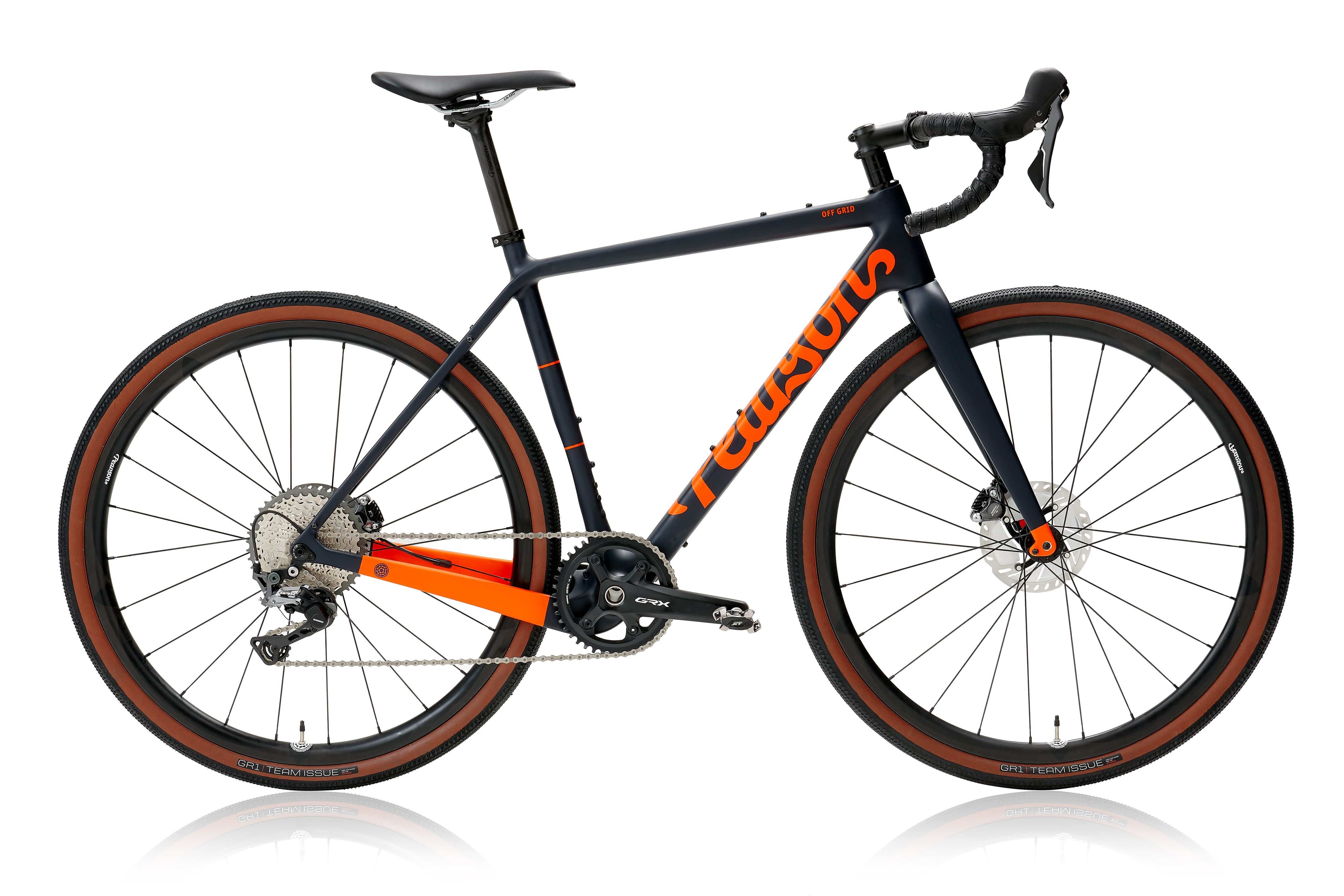 Pcs  Off Grid - Carbon Gravel Bike  Matt Orange On Matt Deep Blue / Medium / Grx 800 Mechanical - Hoopdriver Bump And Grind Carbon