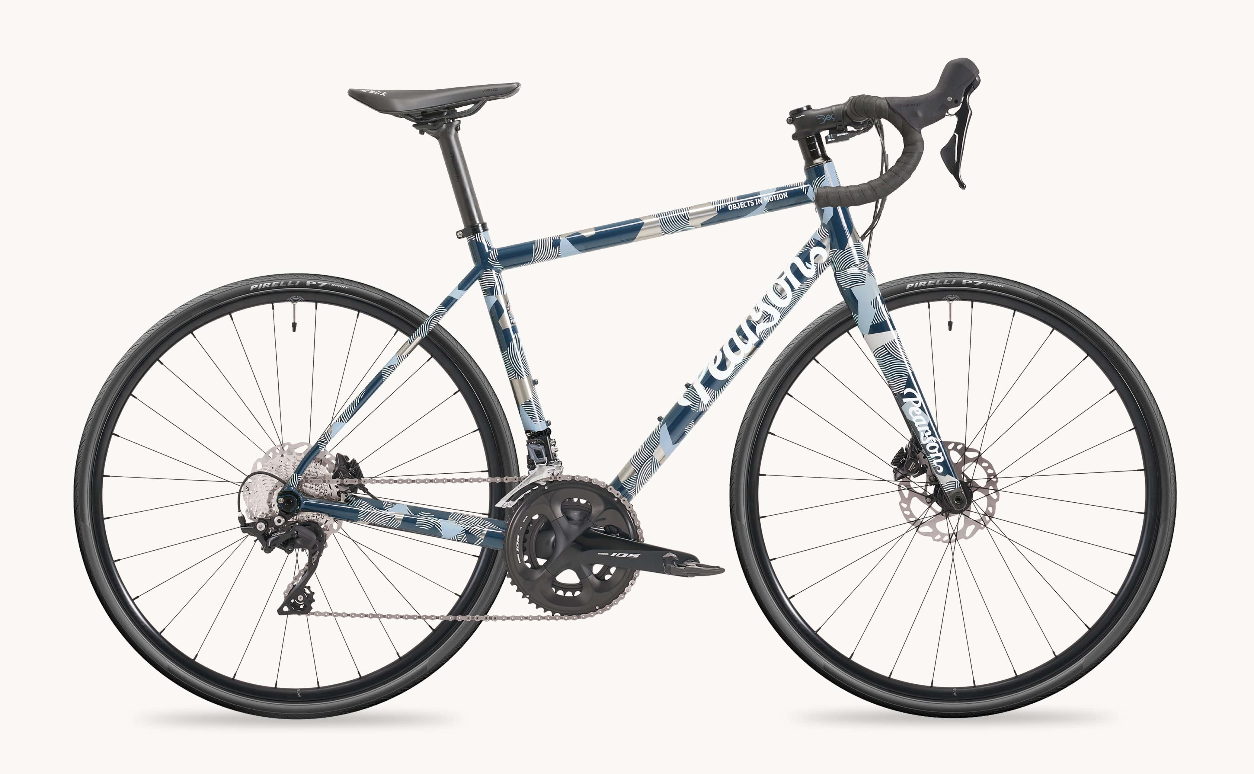 Pcs  Special Offer: Objects In Motion Shimano 105 - Titanium Road Bike  Large / Blue Camo / Shimano 105 Mechanical - Pearson Ebb And Flow Alloy Wheels