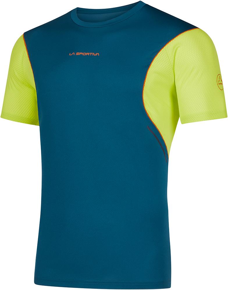 La Sportiva Resolute T Shirt - Storm Blue/lime Punch