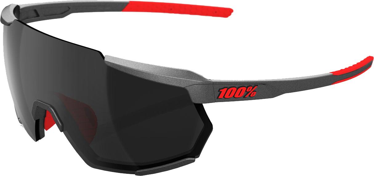 100% Racetrap 3.0 Gunmetal Black Mirror Lens Sunglasses - Grey