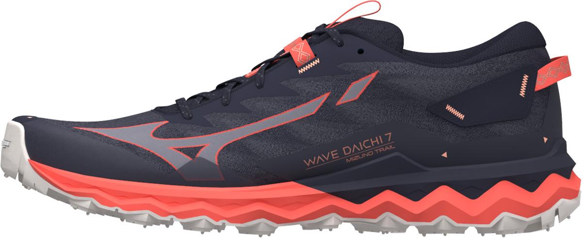 Mizuno Womens Wave Daichi 7 Trail Shoes - Night Sky/quicksilver/hot Coral