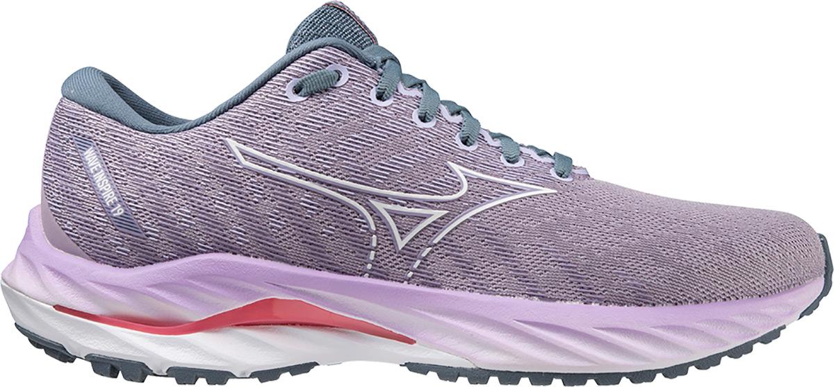 Mizuno Womens Wave Inspire 19 Running Shoes - Wisteria/white/sun Kissed Coral