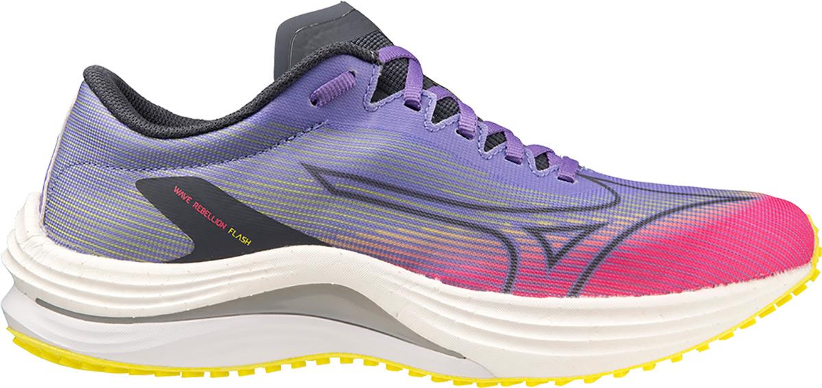 Mizuno Womens Wave Rebellion Flash Running Shoes - High-vis Pink/ombre Blue/purple Punch