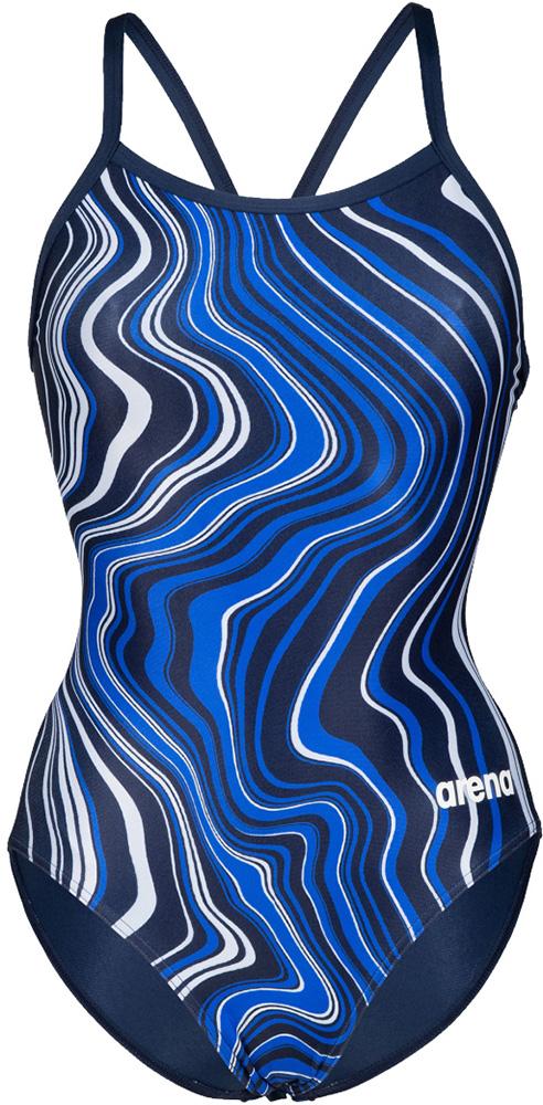 Arena Womens Marbled Lightdrop Back Swimsuit - Navy/navy/white
