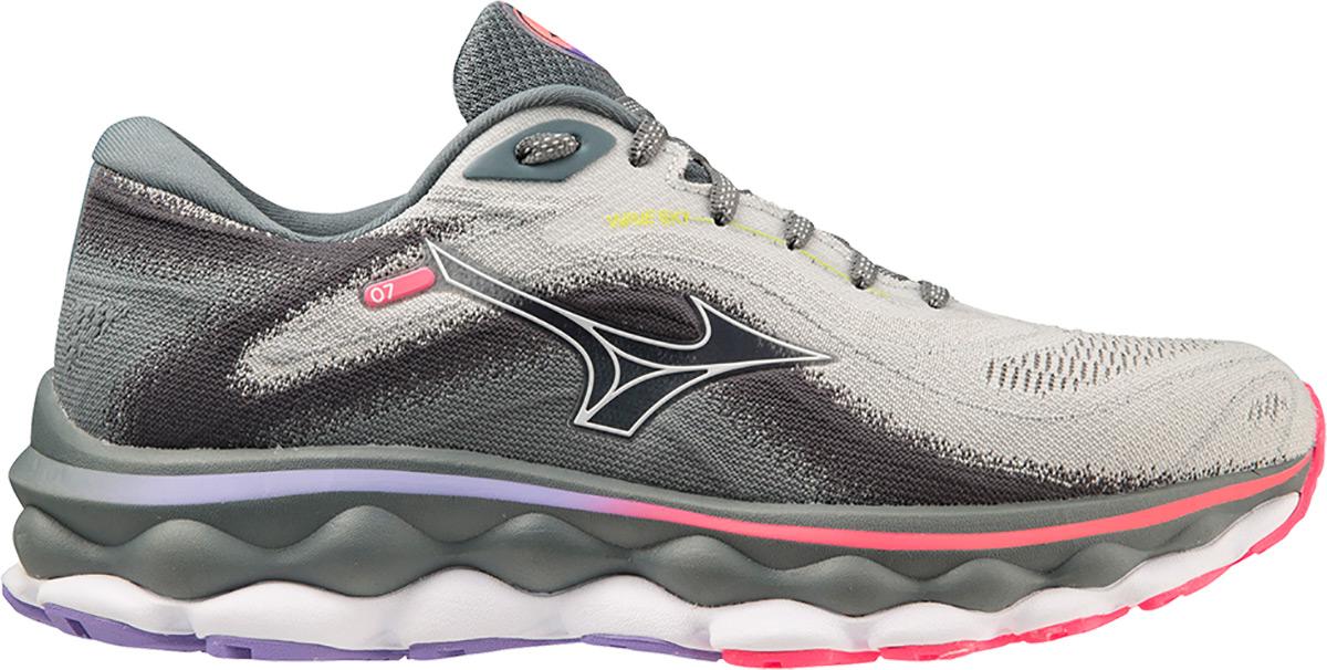 Mizuno Womens Wave Sky 7 Running Shoes - Pearl Blue/white/high-vis Pink