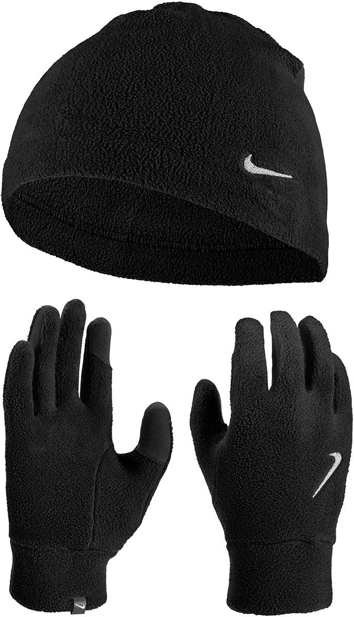 Nike M Fleece Hat And Glove Set - Black/black/silver
