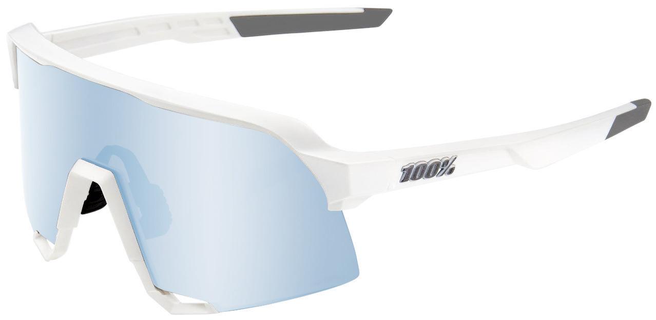 100% S3 Matte White Hiper Blue Mirror Lens Sunglasses - White/mirror