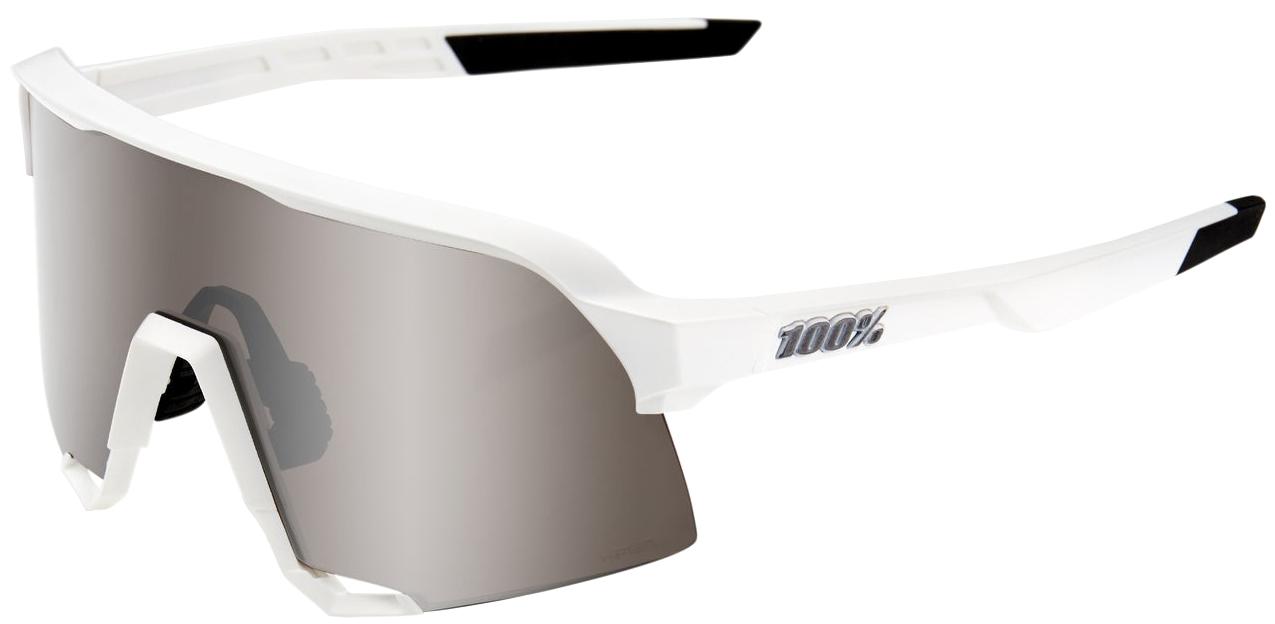 100% S3 Matte White Hiper Silver Mirror Lens Sunglasses - White/mirror