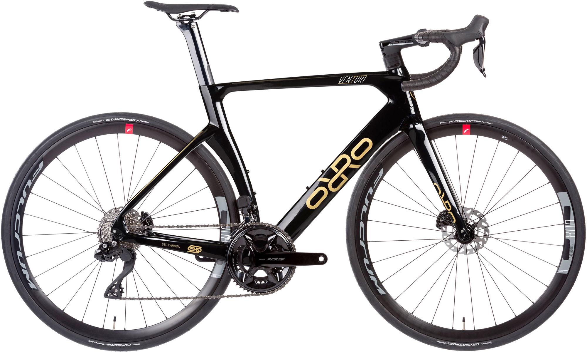 Orro Venturi Stc 105 Di2 R800db Road Bike (2023) - Black/gold Gloss