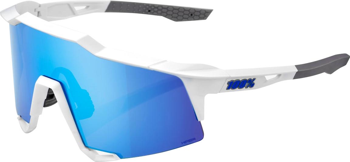 100% Speedcraft Matte White Sunglasses (hiper Blue Lens) - Mirror Blue Multilayer
