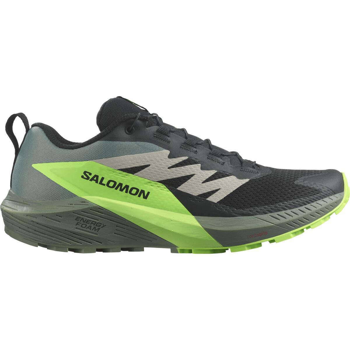 Salomon Sense Ride 5 Trail Shoes - Black/laurel Wreath/green Gecko