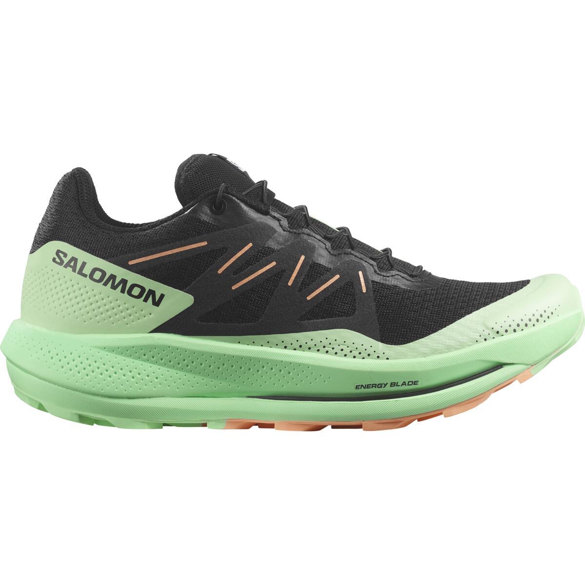 Salomon Womens Pulsar Trail Running Shoes - Black/green Ash/cantaloupe