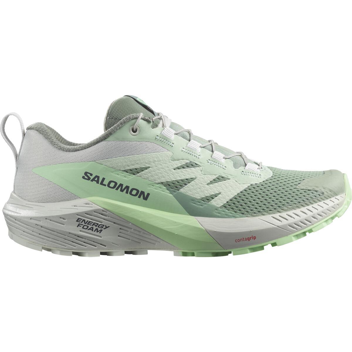Salomon Womens Sense Ride 5 Trail Shoes - Lily Pad/metal/green Ash