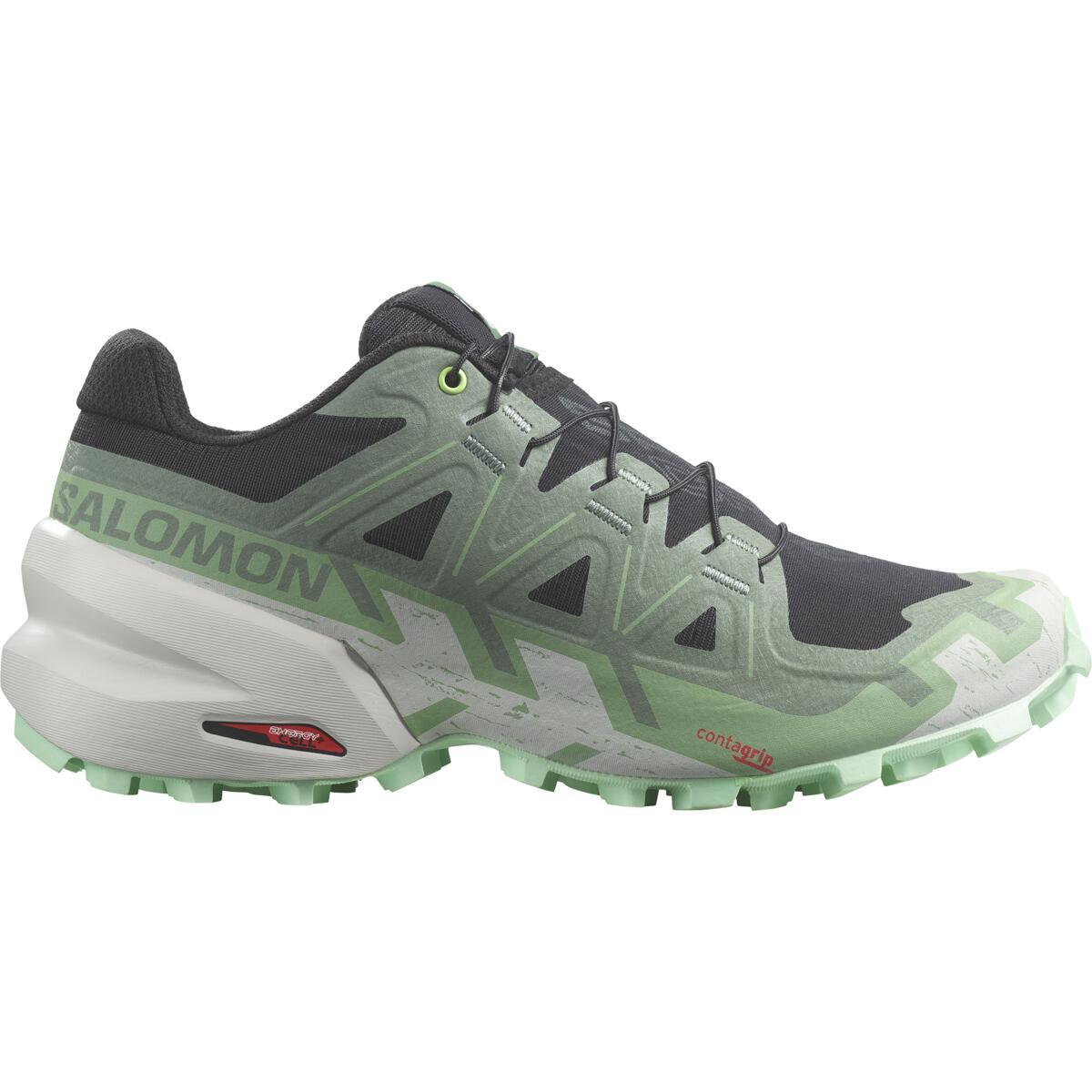 Salomon Womens Speedcross 6 Trail Shoes - Black/laurel Wreath/green Ash