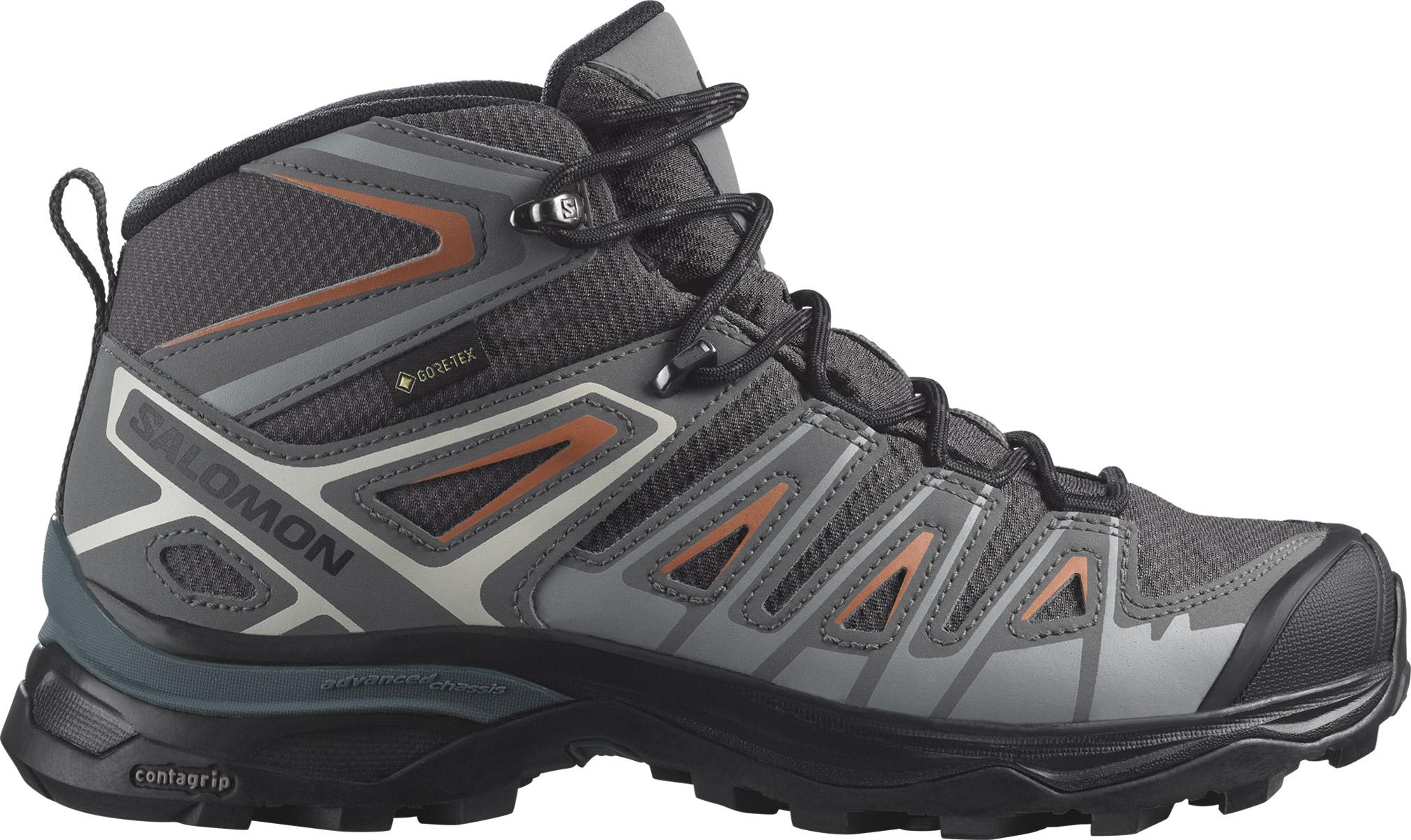 Salomon Womens X Ultra Pioneer Mid Gore-tex Hiking Shoes - Magnet/quiet Shade/coral Gold