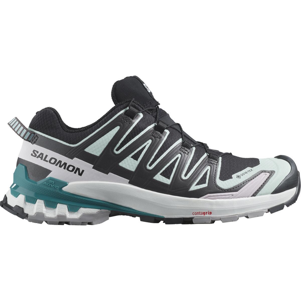 Salomon Womens Xa Pro 3d V9 Gore-tex Trail Running Shoes - Black/bleached Aqua/harbor Blue