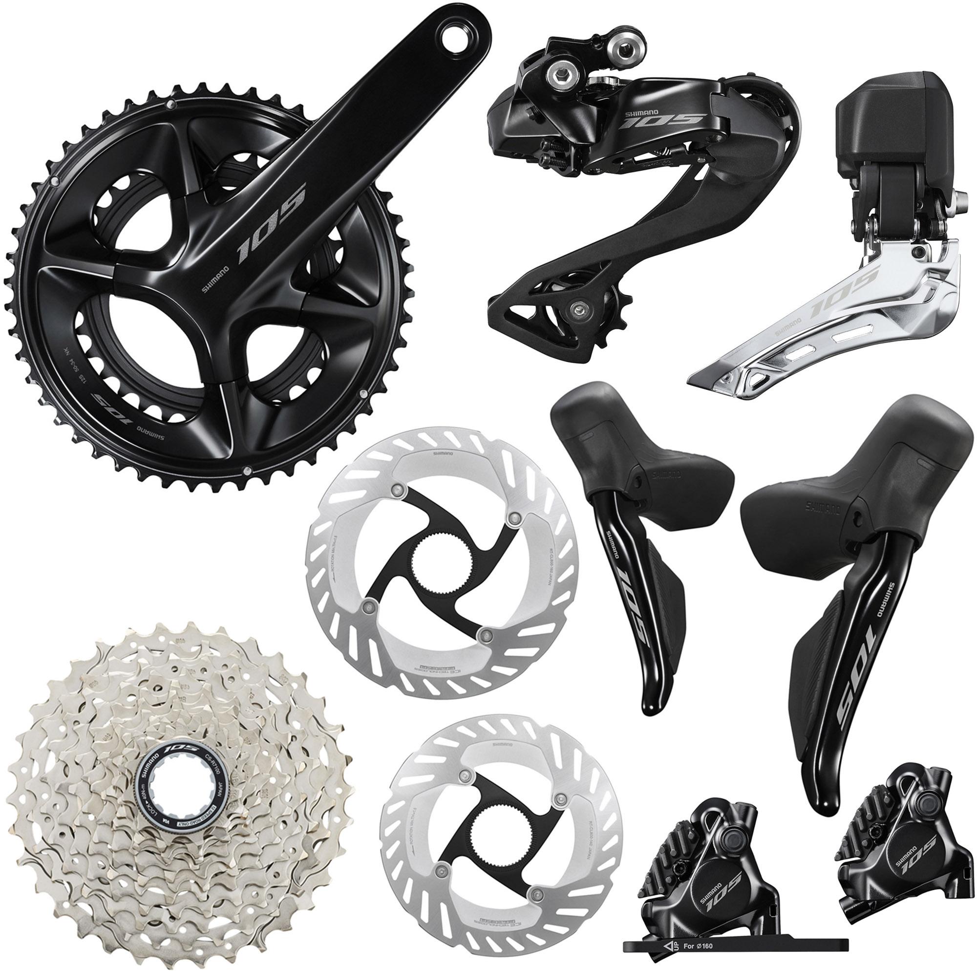 Shimano 105 R7100 Di2 Complete Disc Groupset - Grey